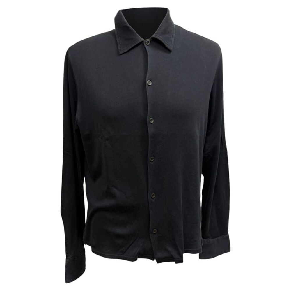 Prada Button-Down Long Sleeve Shirt in Black Cotton